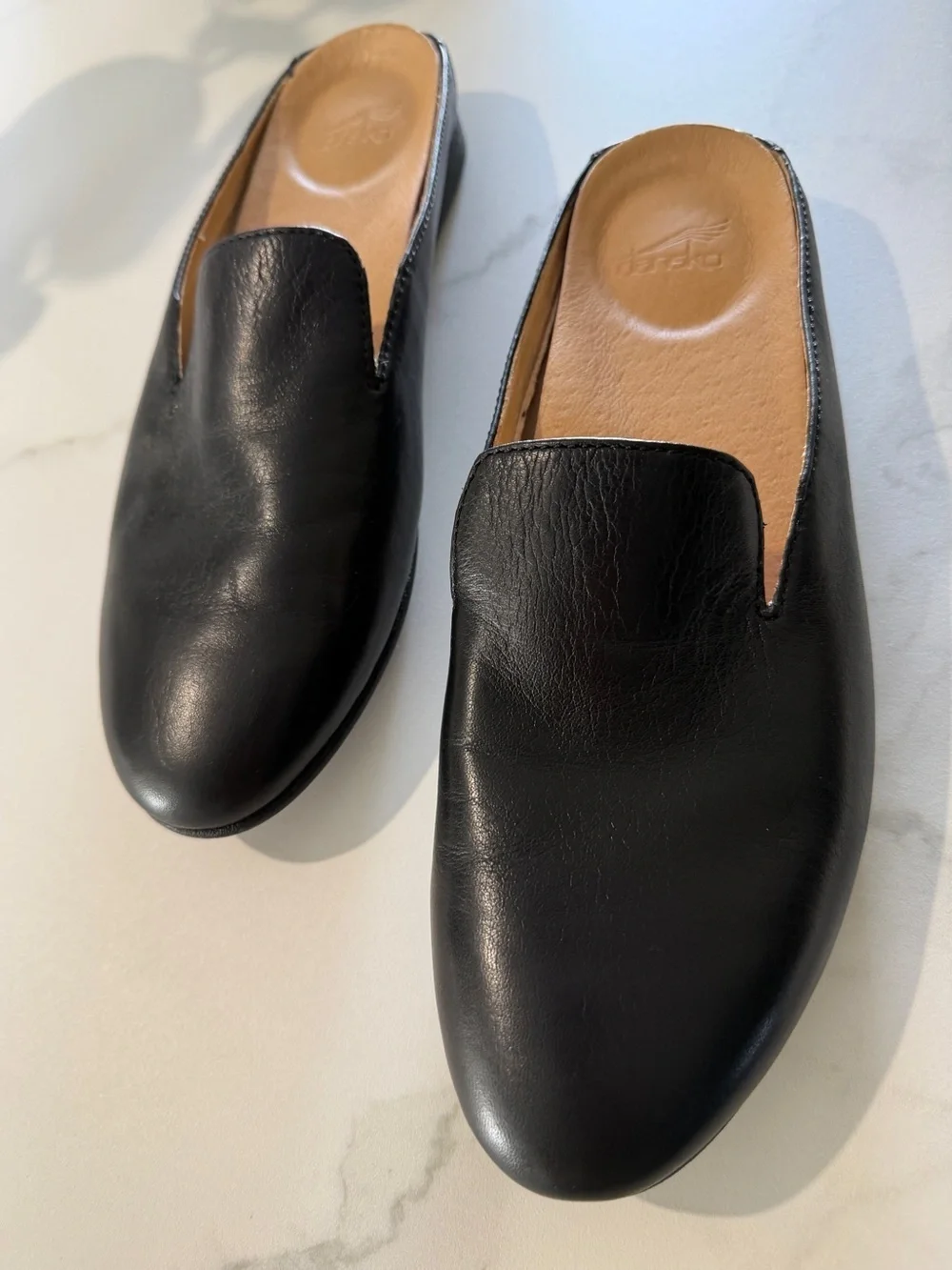 Dansko Black Leather Slip-On Clog
